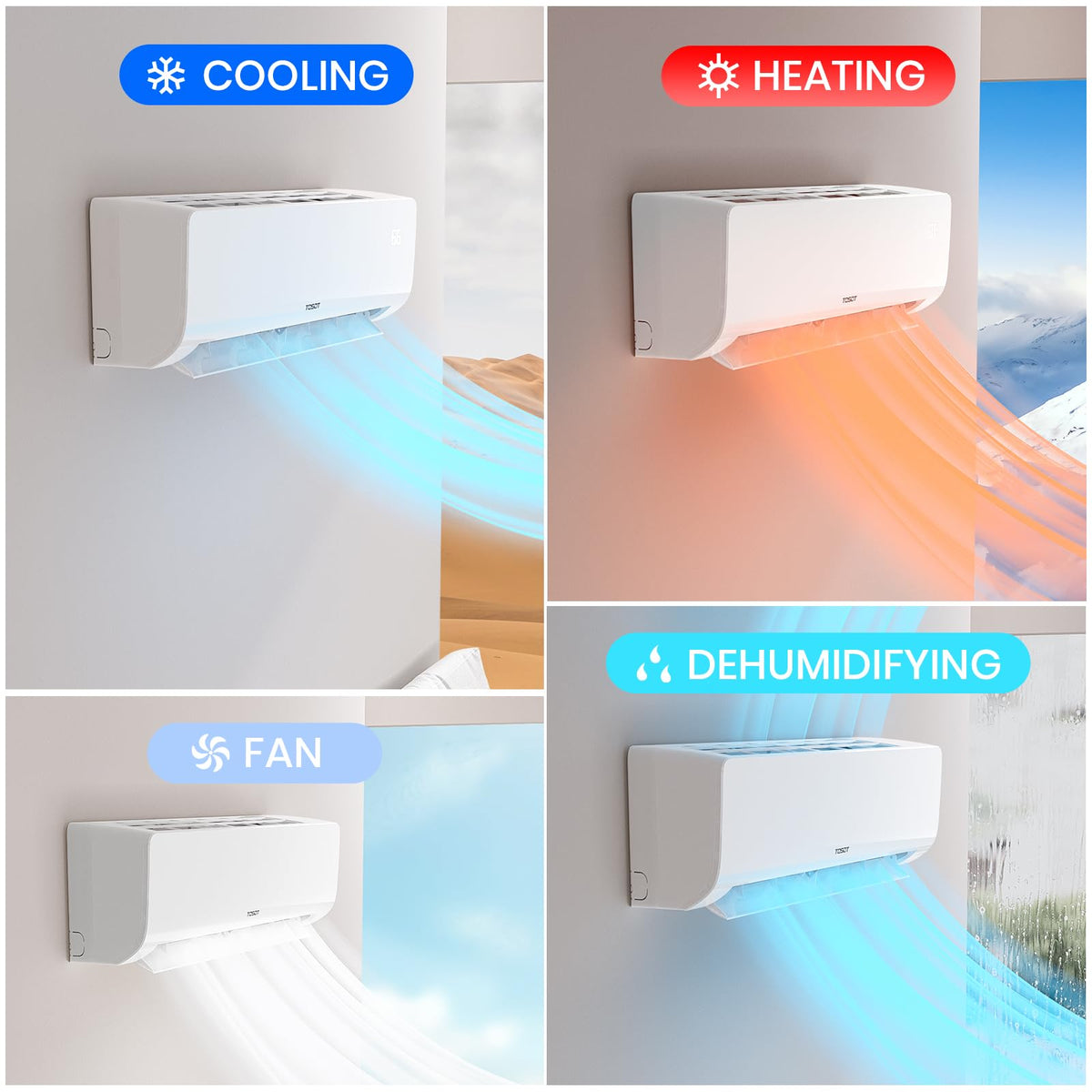 TOSOT 30,000 BTU 3 Zone Mini Split Air Conditioner with Heat Pump, 21 SEER2, 230V, Wifi-Enabled Ductless Inverter Split System with 16.4 ft Copper Line Set, 9,000 + 9,000 + 12,000 BTU, Cosmo Series