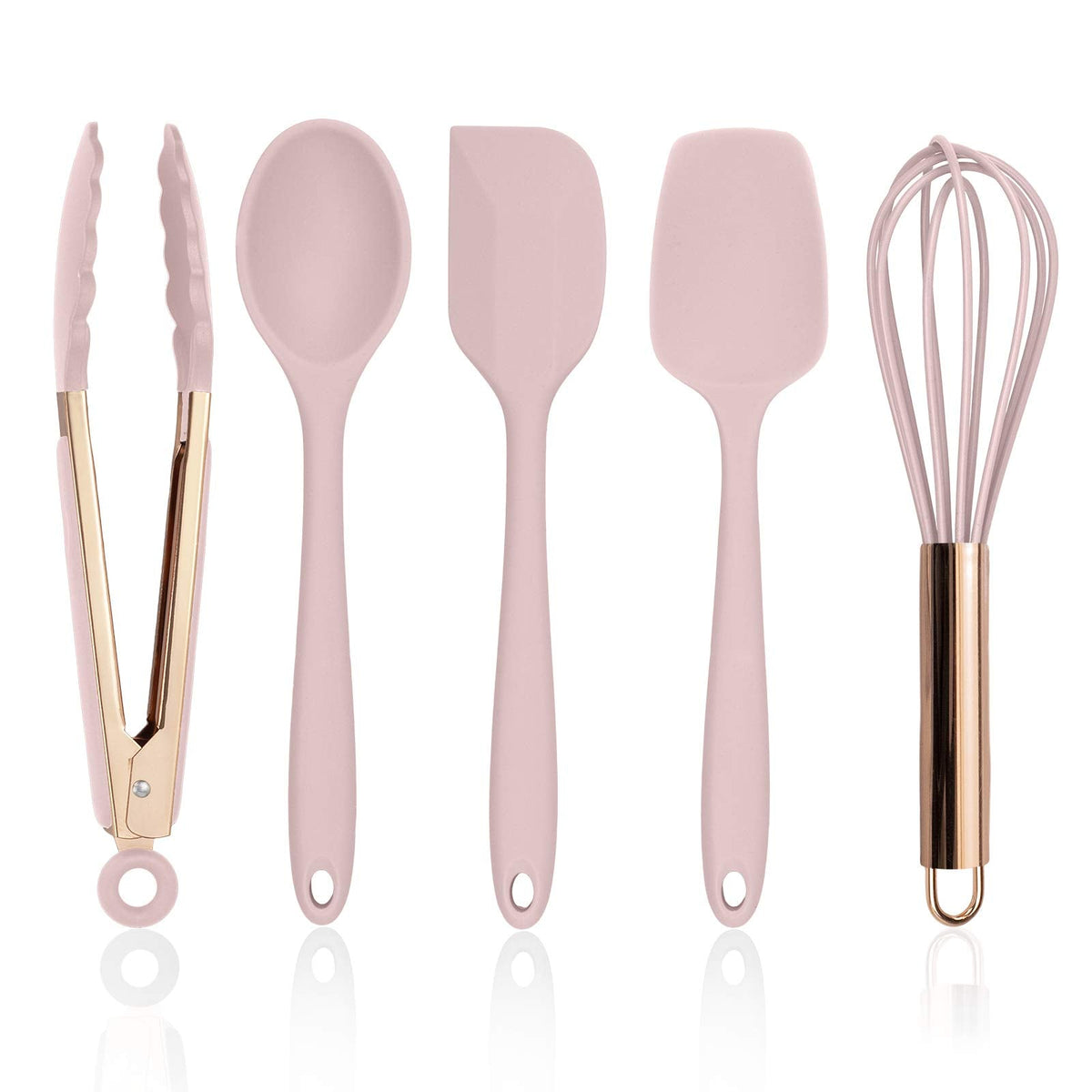 COOK WITH COLOR Silicone Cooking Utensils, Kitchen Utensil Set, Easy to Clean Silicone Kitchen Utensils, Cooking Utensils for Nonstick Cookware, Kitchen Gadgets Set, Standard, White