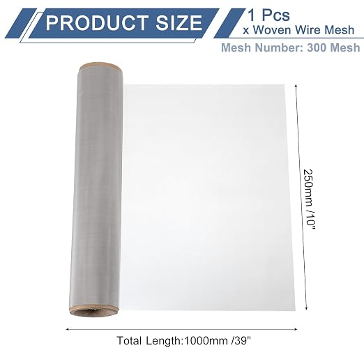 uxcell 300 Mesh 39" x 10" Woven Wire Mesh, 316 Stainless Steel Air Vent Filter