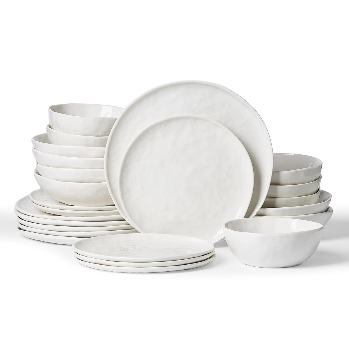 Famiware Mars Stoneware Dinnerware Set for 8, White