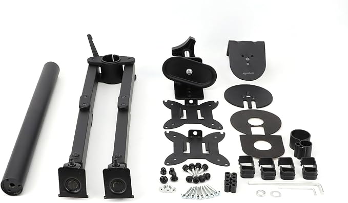 Amazon Basics Adjustable Dual Monitor Desk Mount, Holds up to 32" Monitors, Black