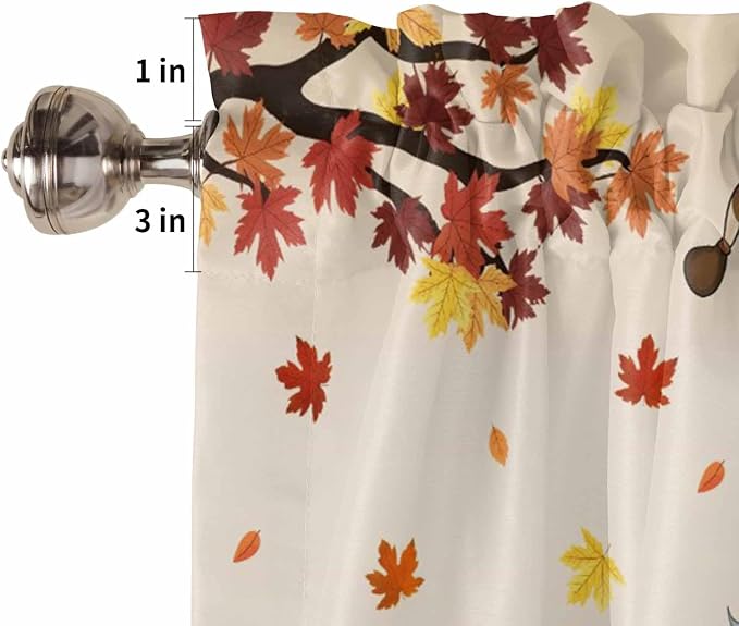 Fall Kitchen Curtain Set, Light Filtering Short Curtains Valance
