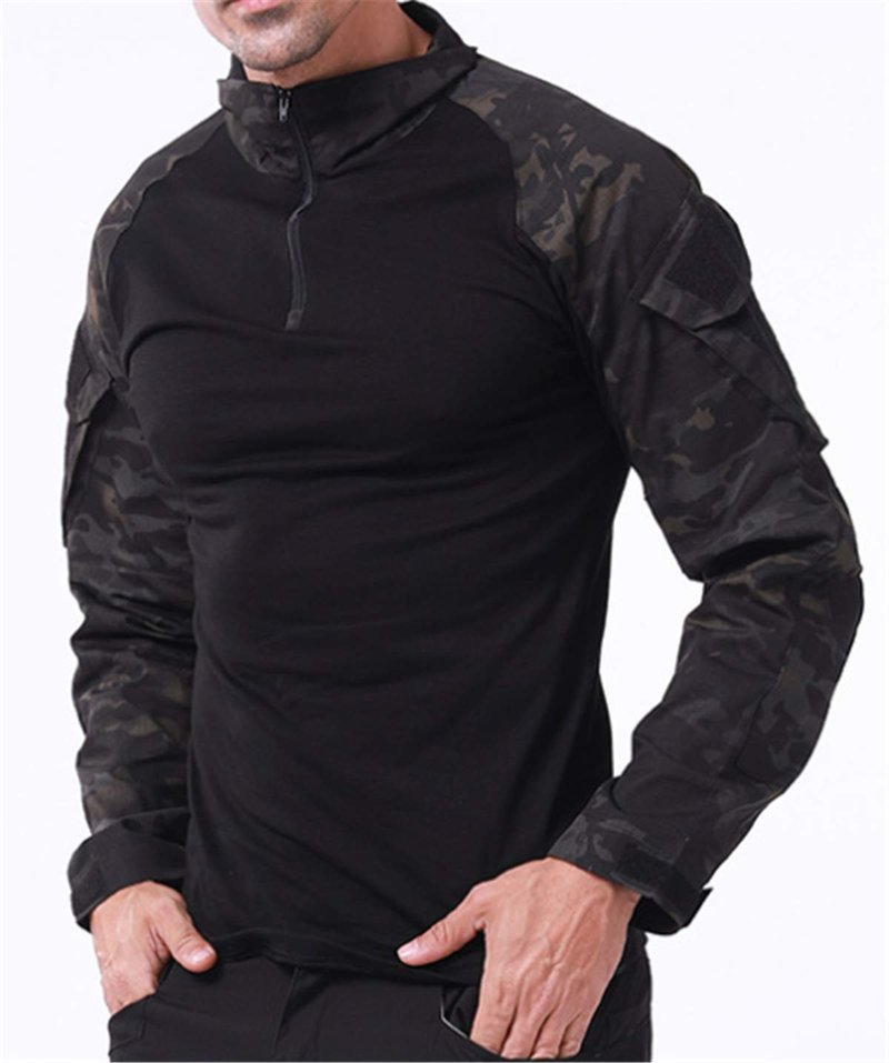 HARGLESMAN Mens Combat Suits Military Uniforms Army BDU Tactical Sets Shirts Pants Comfortable Breathable Snug Fit Training Airsoft Paintball Apparel Gear,Black Camo US XS,CN M
