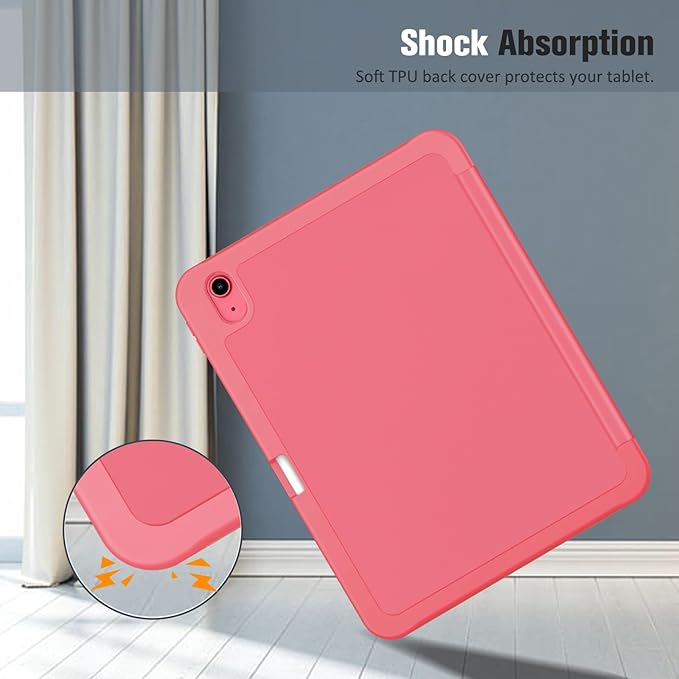 Fintie SlimShell Case for iPad (A16) 11th Generation 11 Inch (2025), iPad 10th Generation 10.9 Inch (2022) - Flexible Soft TPU Stand Back Cover with Pencil Holder, Pink
