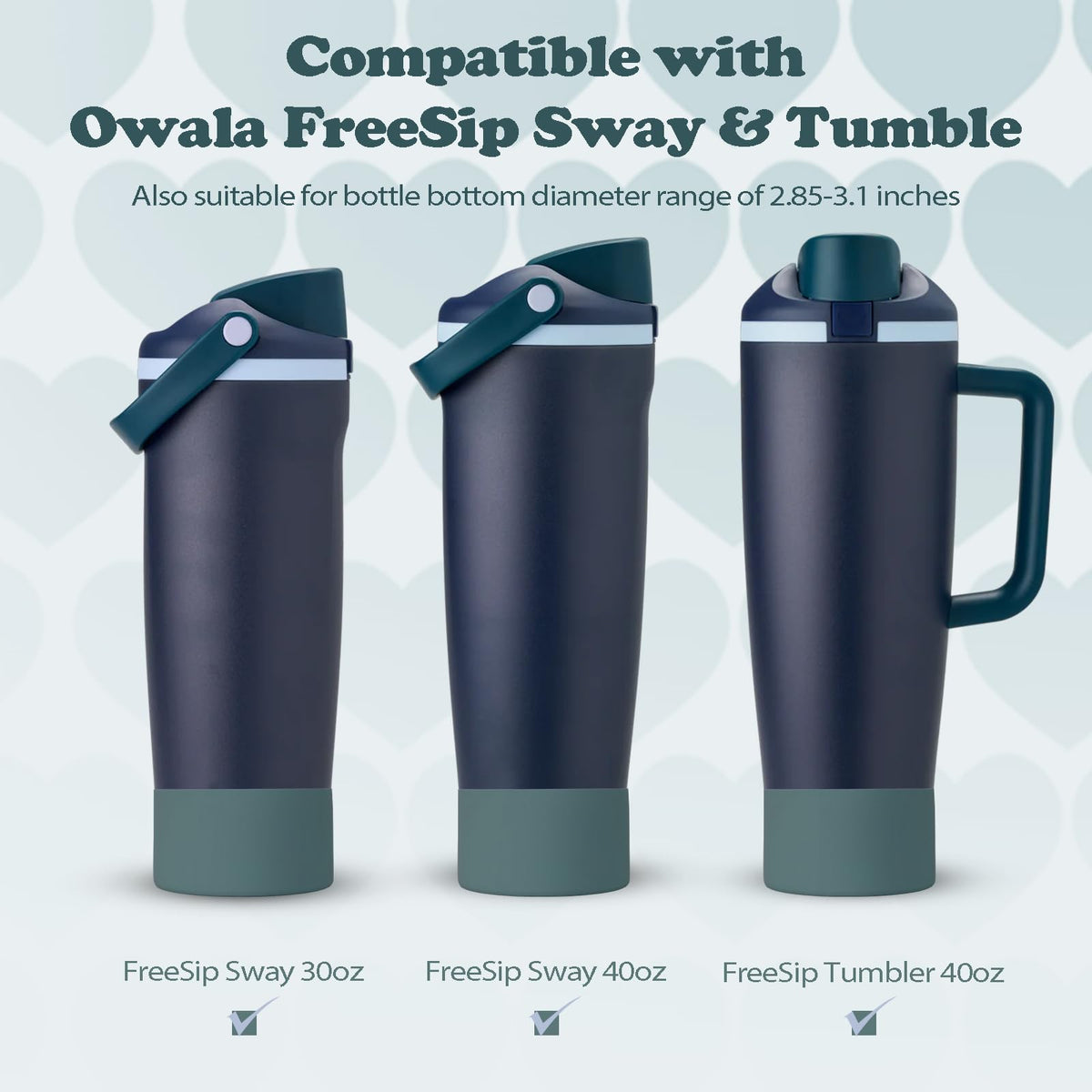 Kaitiaki 2PCS Silicone Boots for Owala 30oz & 40oz FreeSip Sway Bottles & Tumblers – Non-Slip, Scratch-Resistant, Stability Enhancer for Owala Accessories (Blue Spruce)