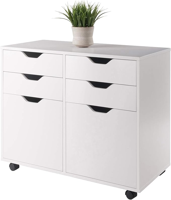Winsome Halifax Storage Mobile Cabinets, 2 Doors, 4 Drawers, for Home Office, White