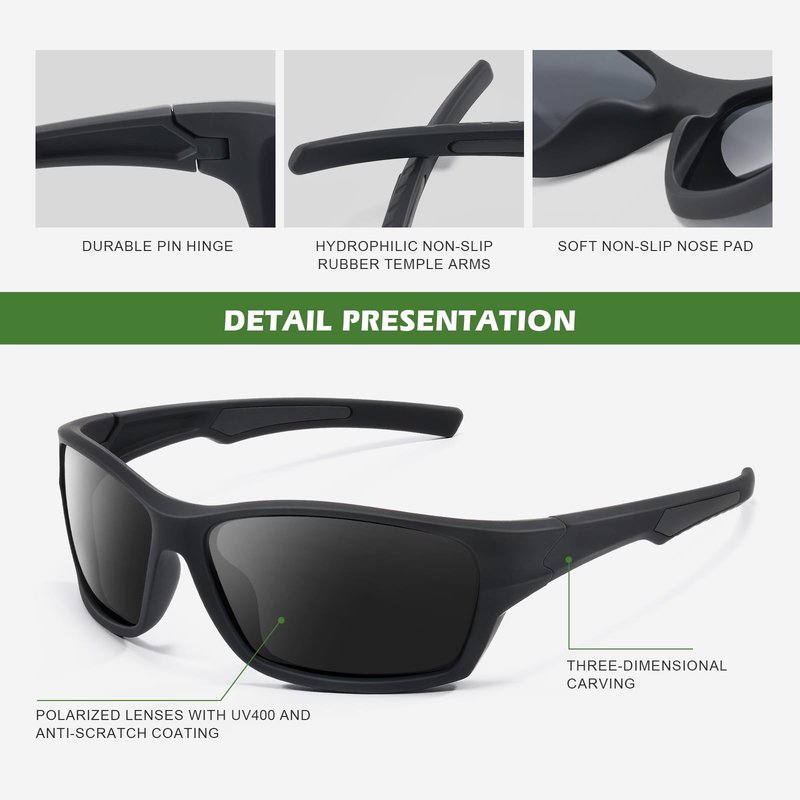 Fanshen Polarized Sunglasses Men Women, Wrap Around Mens Sunglasses for Mens Womens Cycling Running UV Protection (Matte Brown/Brown)