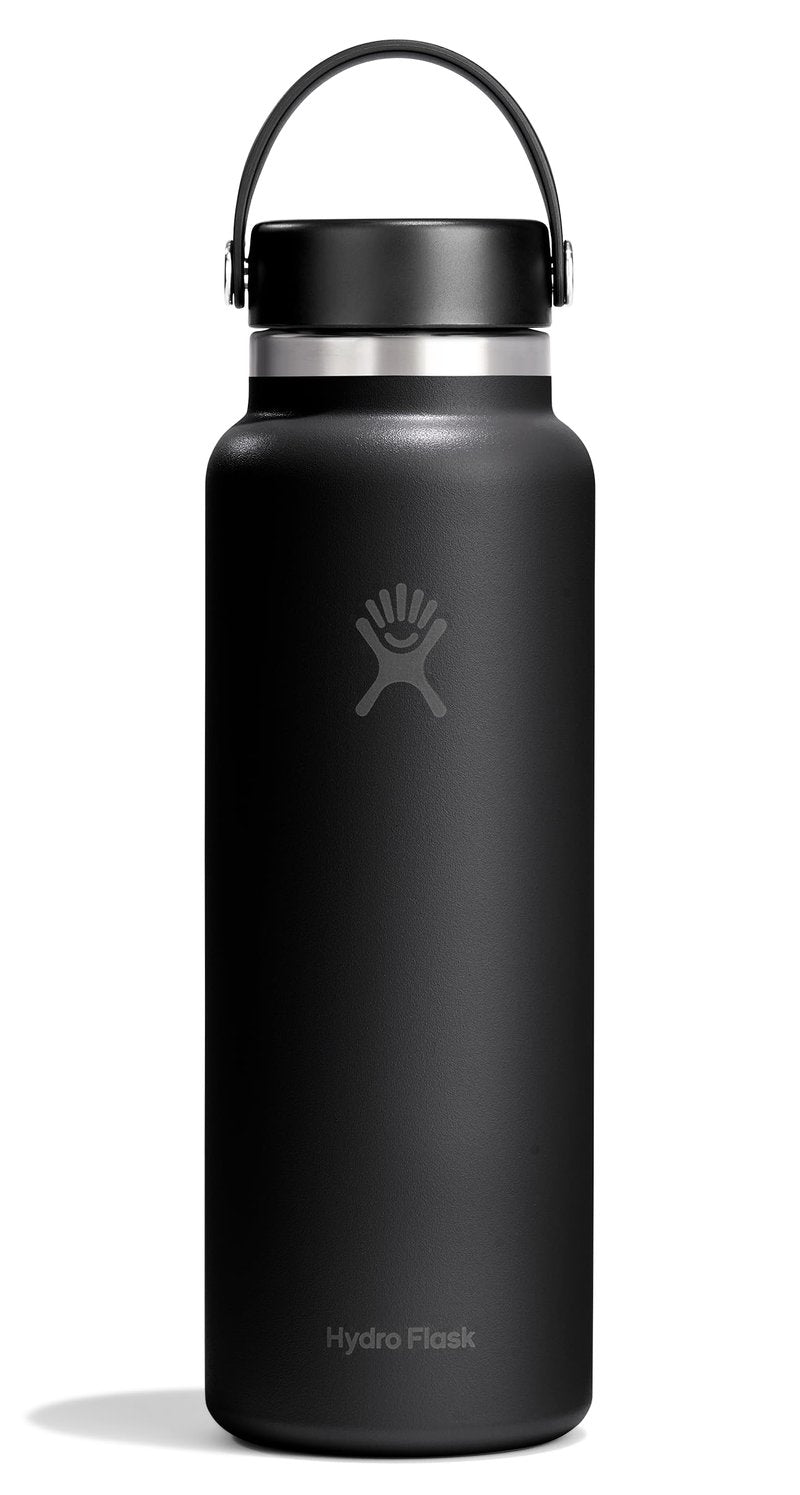 Hydro Flask Water Bottle - Insulated Stainless Steel - Wide Mouth Flex Lid, Non Spill, Leakproof and Refillable in 40 Oz Tonal Black