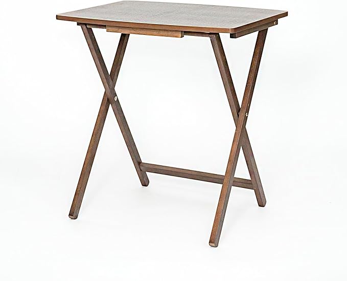 PJ Wood 5 Pack XL Oversize Tray Table for Living Room or Kitchen, Indoor TV Tray for Small Spaces and Family Gatherings, Rustic Espresso