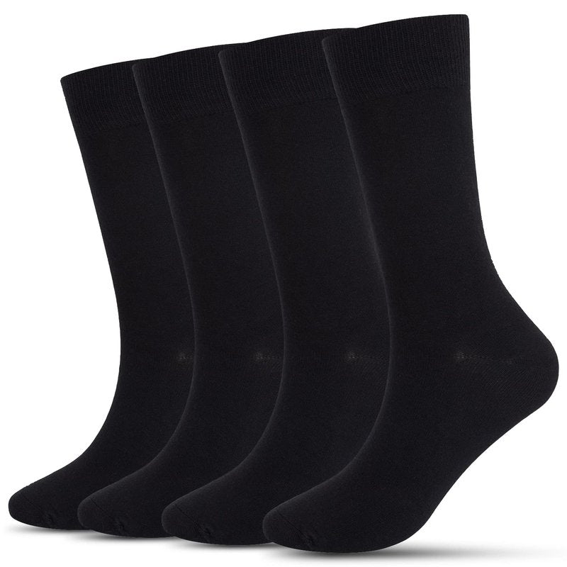 Athlemo Men's Super Soft Dress Crew Socks, 4 Pack Business Casual Sock Moisture Wicking Socks, Light Beige, 9-11