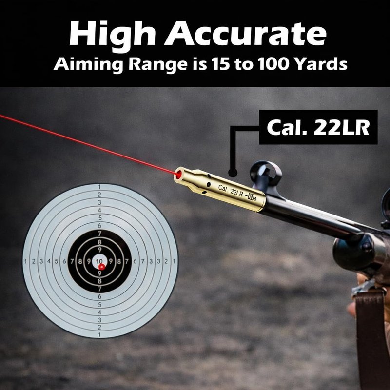 Gotical .22 LR red Laser Bore Sight 5mw Class IIIA Laser Boresight Inserting the Cylinder Easy to Use with 3 Set of Batteries and Extra O-Rings