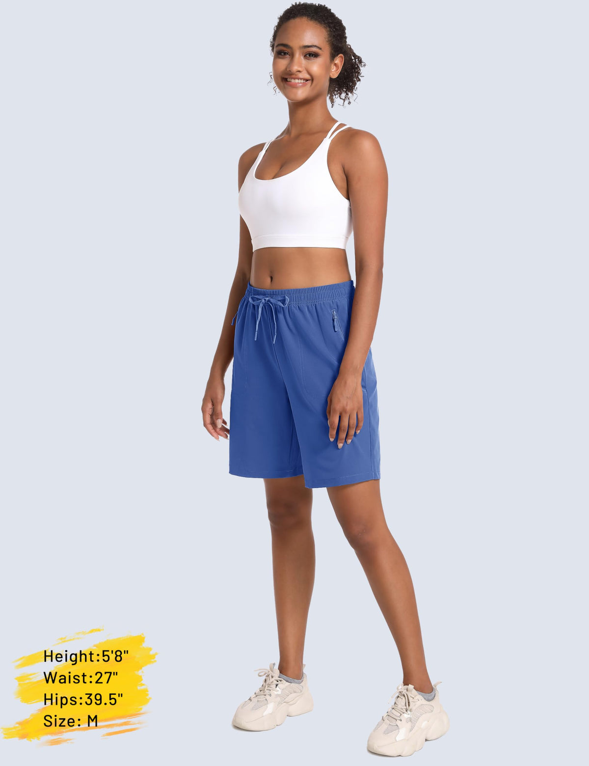 MAGCOMSEN Golf Shorts Women 8 Inch Inseam Hiking Shorts Lightweight Quick Dry Summer Athletic Blue Grey M