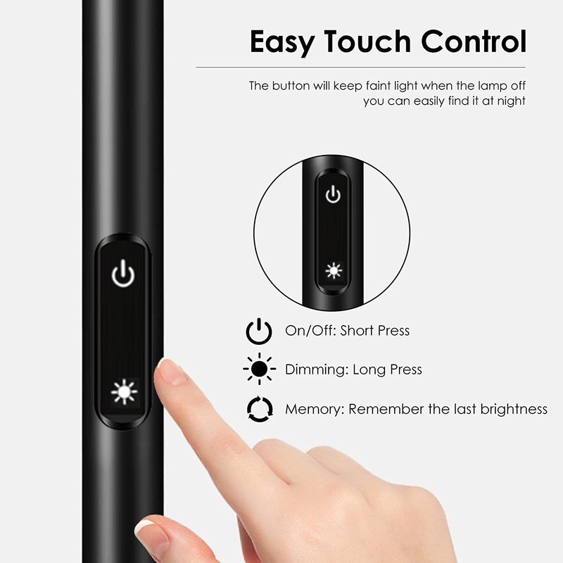 BoostArea Floor Lamp/Standing Lamp, 20W 2000LM LED Torchiere Lamp, Stepless Dimmable, Touch Control, 3000K Daylight, 50000hrs Lifespan for Living Room, Bedroom