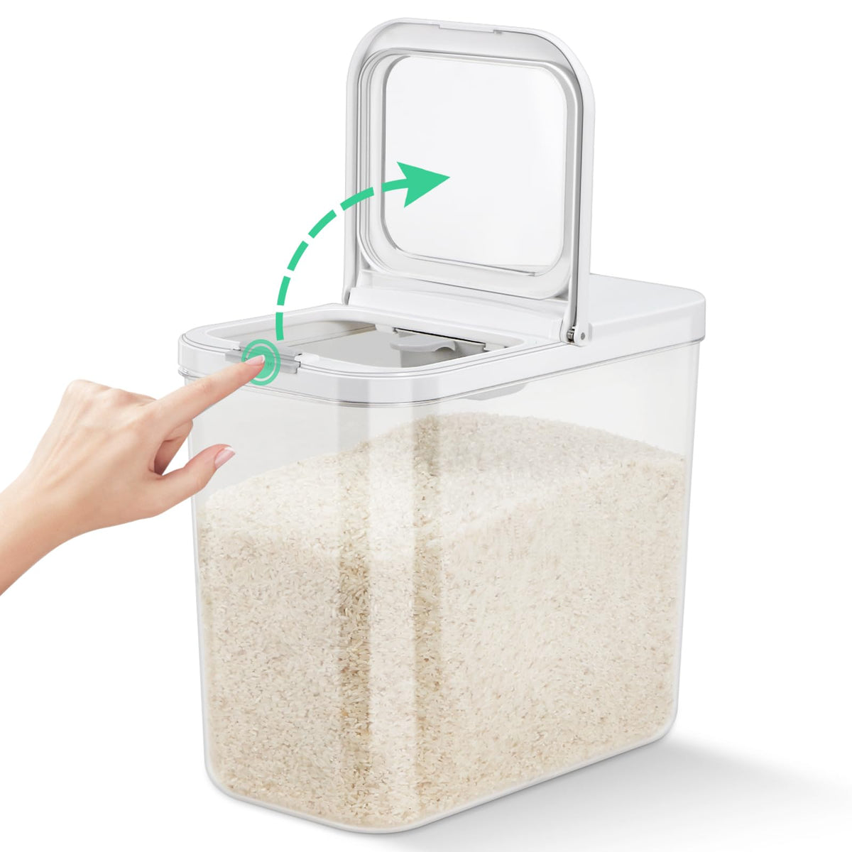 TBMax Large Flour Storage Container 10.56 Qt, 20 Lbs Rice Container with Pop Up Lid & Measuring Scoop for Flour, Cereal, Dry Food Storage and Kitchen Pantry Organization