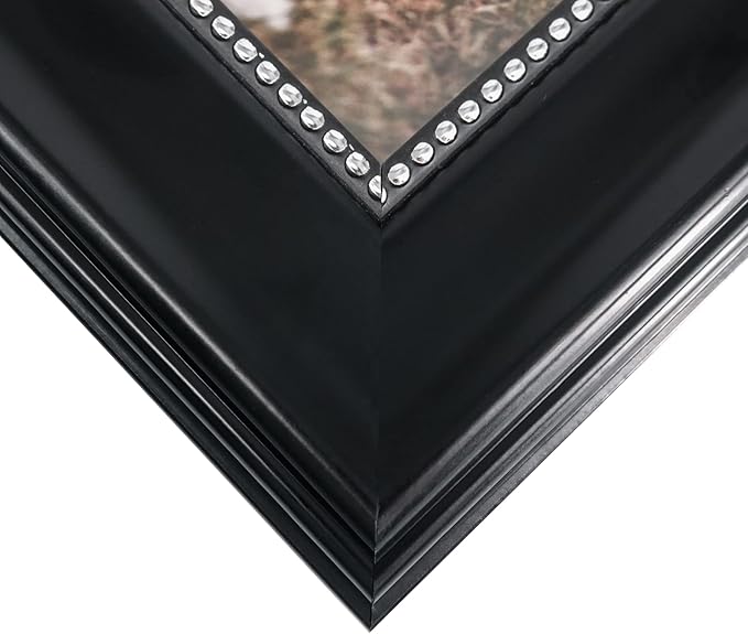 GraduationMall 8x10 Picture Frames, Real Glass, Display Photos for Wall or Tabletop, Black with Silver Beads, 2-Pack