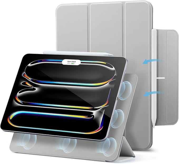 ESR for iPad Pro 13 Inch Case (M5/M4) 2025/2024, Powerful Magnetic Attachment, Slim Trifold Stand Case, Supports Pencil Pro & Pencil(USB-C), Auto Wake/Sleep, Rebound Series, Grey