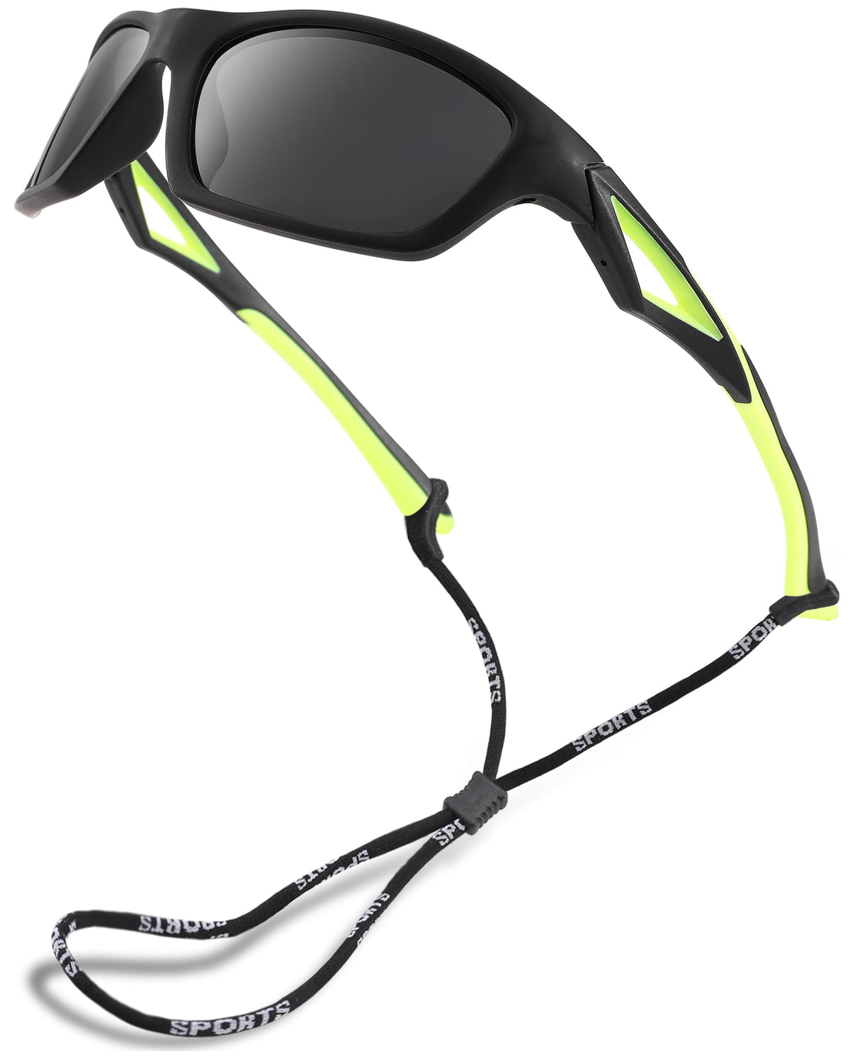 Pro Acme Kids Baseball Sports Polarized Sunglasses with Strap Unbreakable Flexible for Youth Boys Girls Age 4-12(A05 Green Frame/Gray Lens)