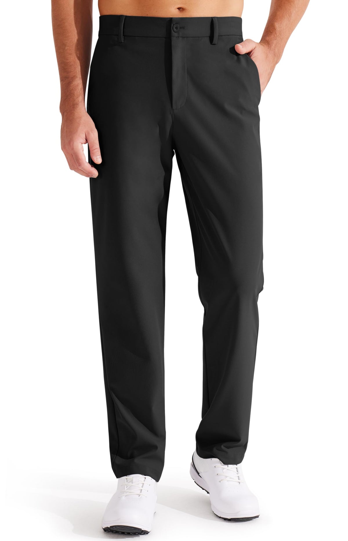 Libin Mens Golf Dress Pants Stretch Work Slacks 31" Lightweight Business Casual Pants for Men Classic Fit Lounge Trousers Comfy with Pockets, Black, 34W x 31L