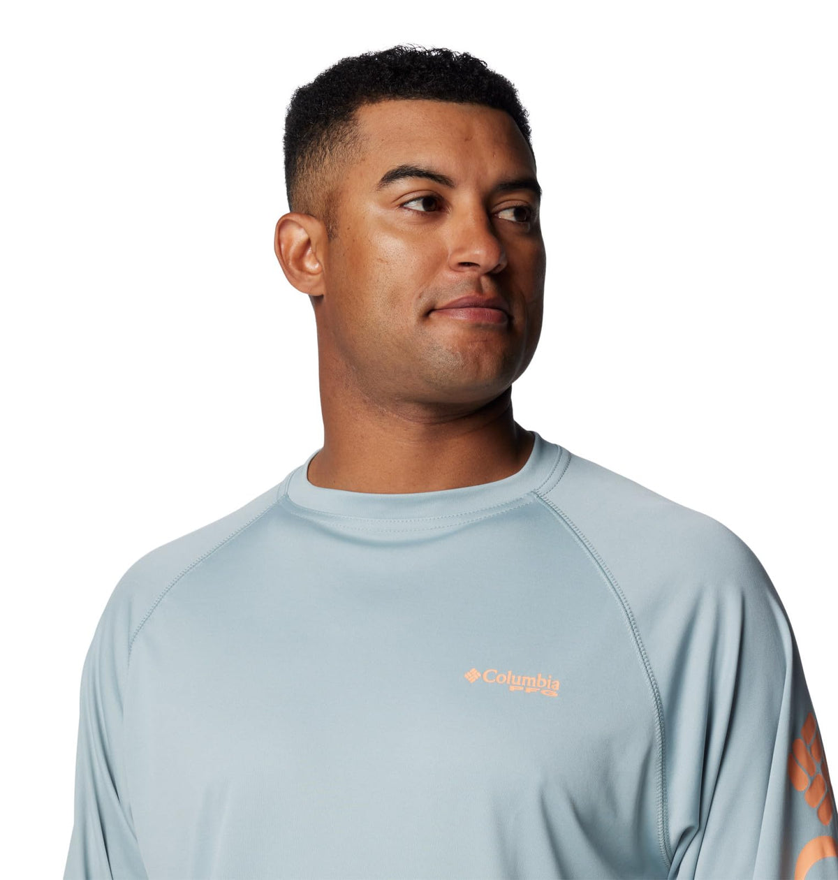 Columbia Men's PFG Terminal Tackle Long Sleeve Fishing Shirt, Crushed Blue/Bright Nectar Logo, 2X Tall