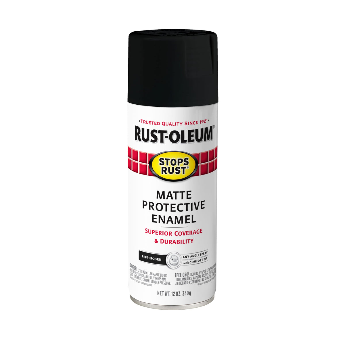 Rust-Oleum 369178 Stops Rust Spray Paint, 12 oz, Matte Peppercorn