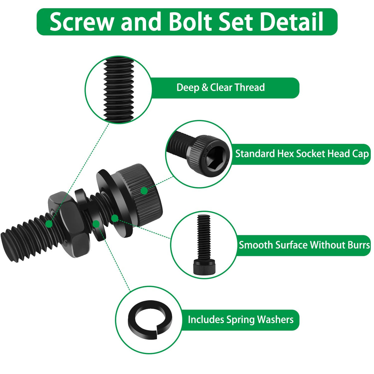 860PCS Metric Screw Assortment Kit, M2 M3 M4 M5 Machine Screws with Lock & Flat Washers, 12.9 Grade Alloy Steel, Metric Hex Socket Head Cap Nuts and Bolts Assortment Kit with 4 Wrenches