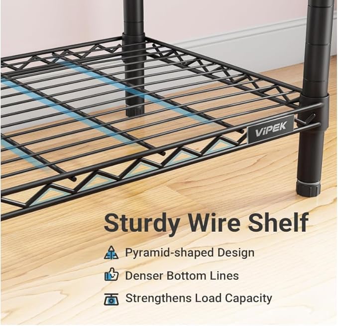 VIPEK X1 Plus Expandable Reach-in Closet Adjustable from 2'8" to 4'6" with Adjustable Shelves and Hanger Rods Clothes Rack Heavy Duty, Metal Clothing Racks Portable Walk-in Closet, Black