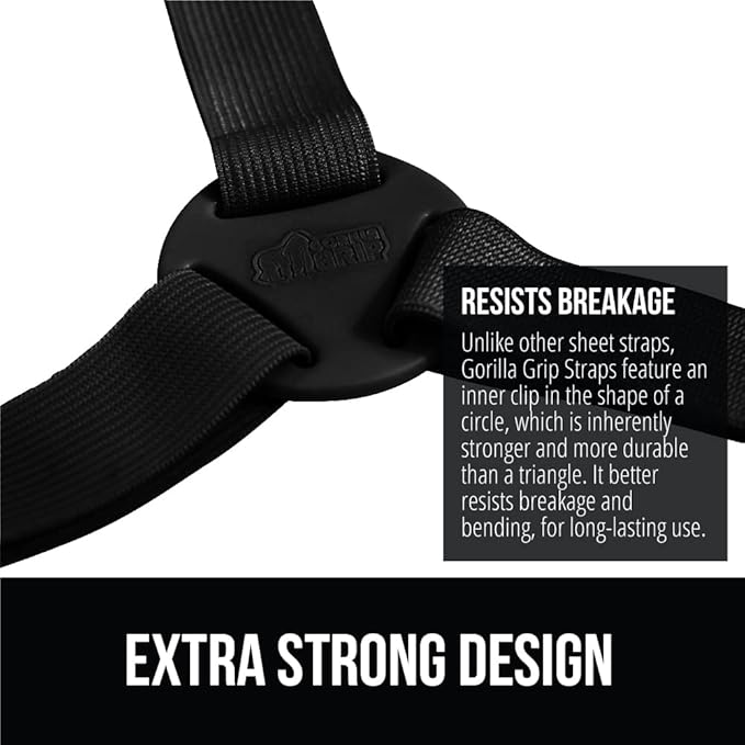 Gorilla Grip Headboard Gap Pillow and Bed Sheet Straps, Headboard Gap Pillow Size Full Gray, Dense Foam Wedge, Sheet Fasteners 4 Pack Black, Adjustable Elastic with Metal Clips, 2 Item Bundle