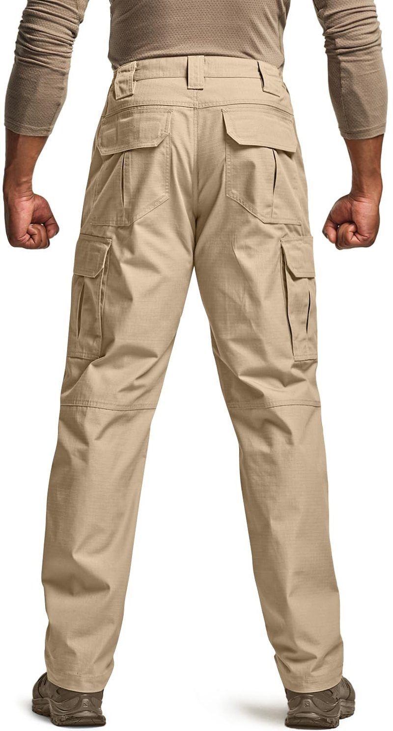 CQR Men's Tactical Pants, Water Resistant Ripstop Cargo Pants, Lightweight EDC Work Hiking Pants, Outdoor Apparel, Raider Khaki, 38W x 30L