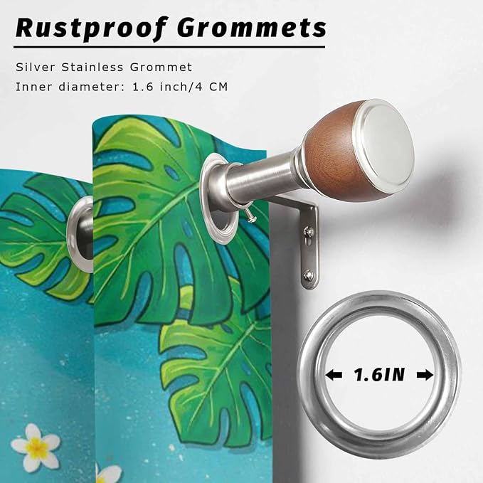 Summer Outdoor Curtains for Patio Plumeria Swimming Circles Ocean Beach