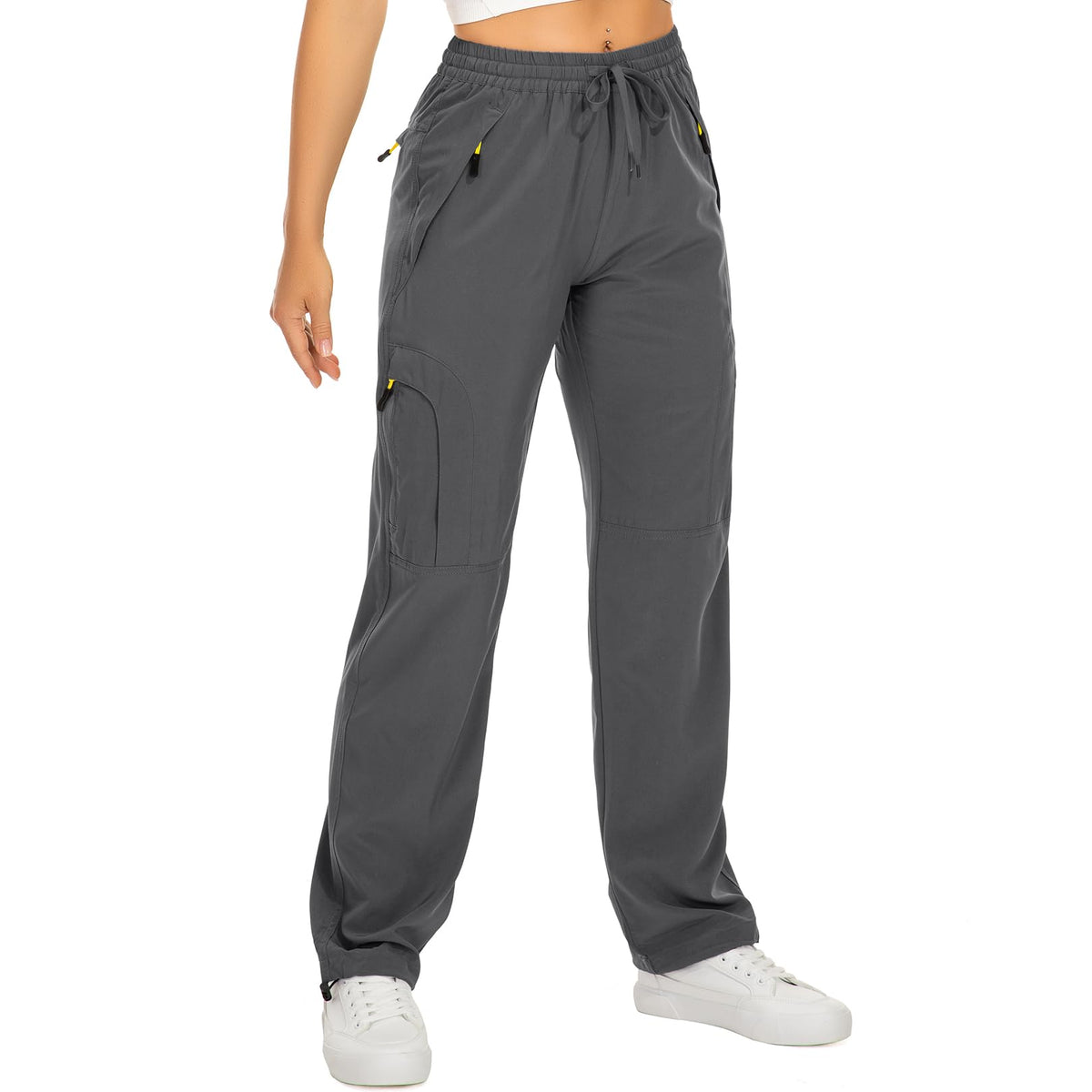 Womens Hiking Pants Quick Dry UPF 50 Lightweight Travel Golf Cargo Safari Pants Zipper Pockets,6608,Dark Grey,Petite S