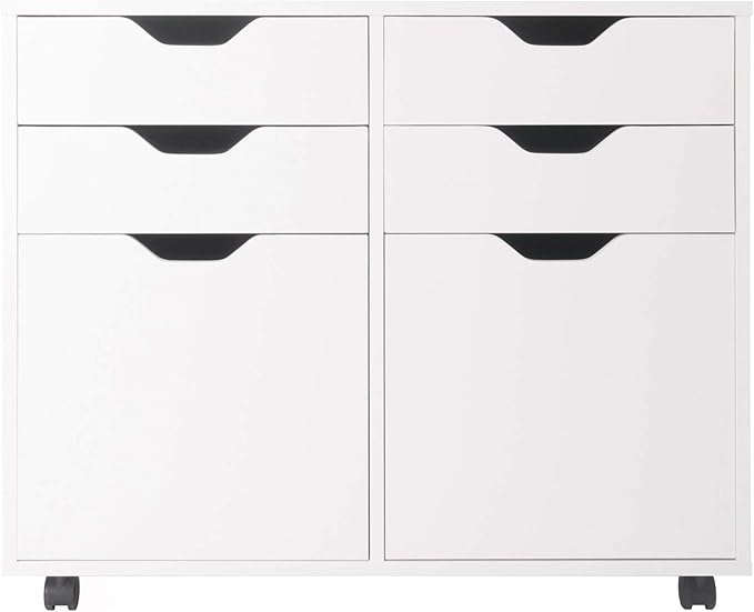 Winsome Halifax Storage Mobile Cabinets, 2 Doors, 4 Drawers, for Home Office, White