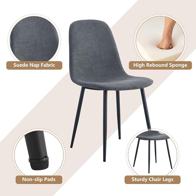 Dining Table Set for 6，Dinner Table Set for 6，71'' Kitchen Table and Suede Nap Fabic Chairs Set of 6，6 Chair Dining Table Set for Kitchen Dining Room