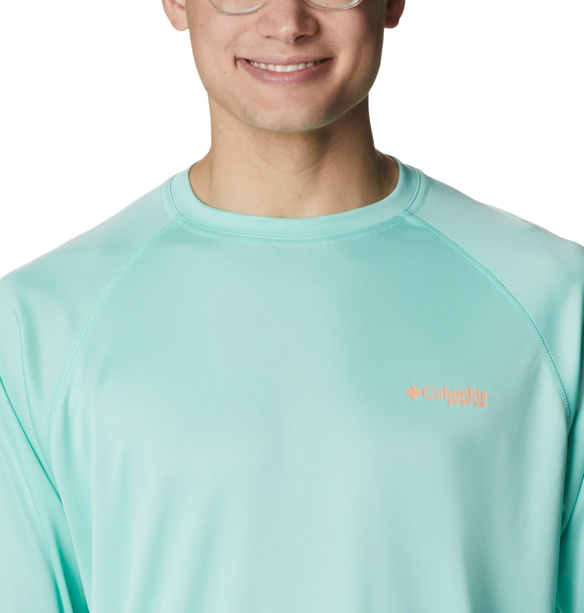 Columbia Men's Terminal Tackle Long Sleeve Shirt, Mint Cay/Bright Nectar Logo, 5X Tall
