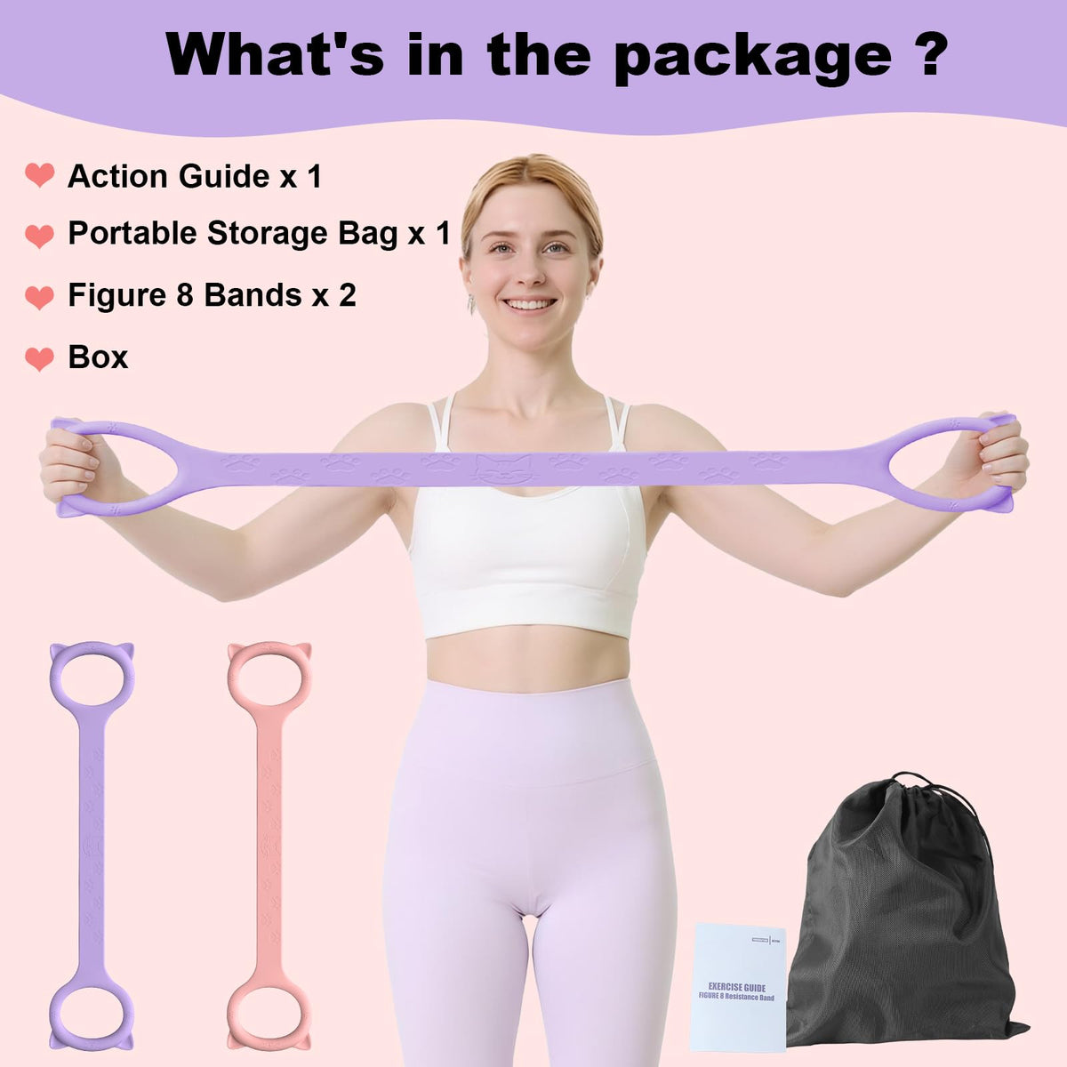 TREKONPEAK Figure 8 Resistance Bands Set,Silicone Stretch Bands for Women