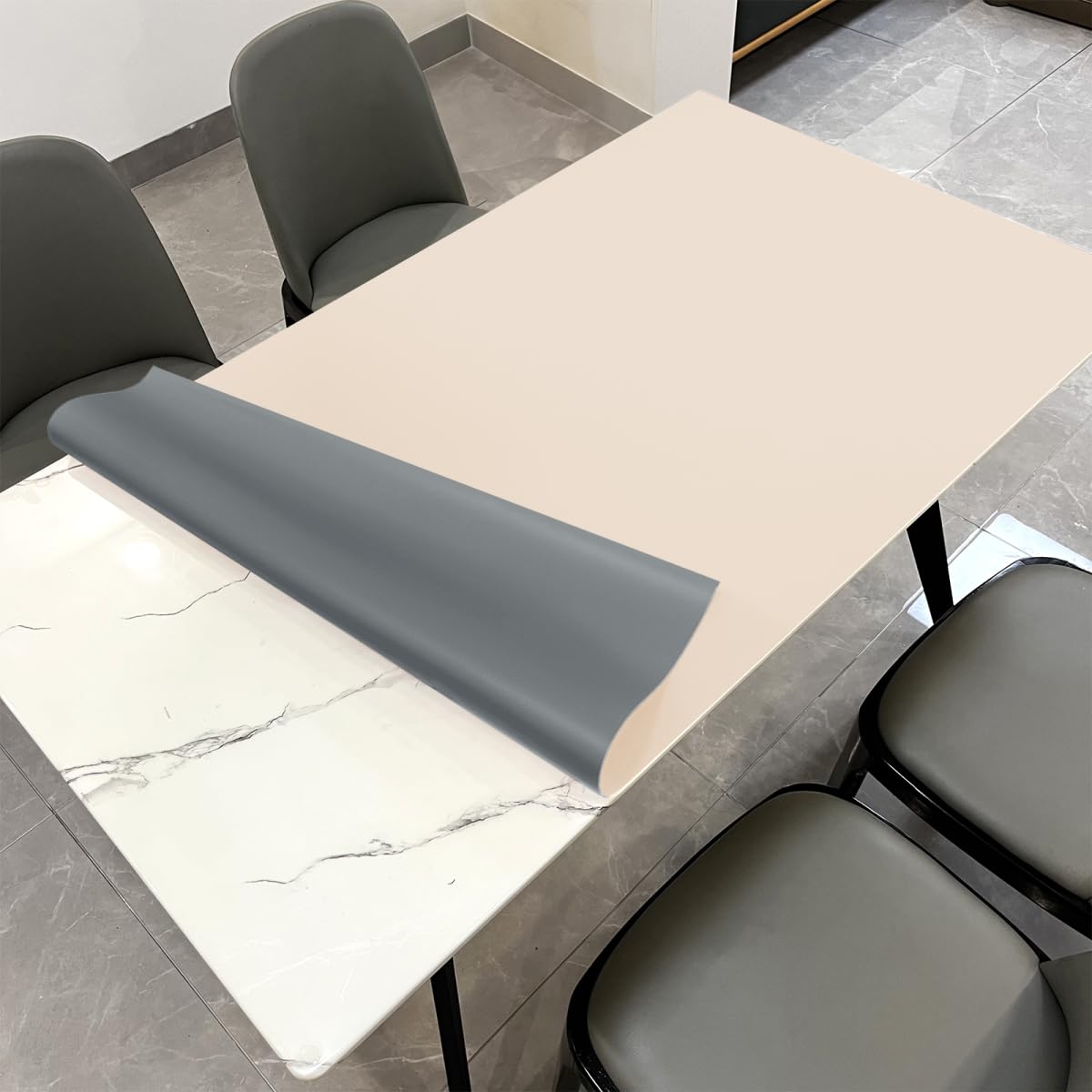Zinkooat Leather Table Pad,1.8mm Thick,40x72 Inch,Dining Table Pad,Table Pads for Dining Room Table Rectangular,Table Protector for Dining Room Table,Table Top Protector(Black+Black,40x72)
