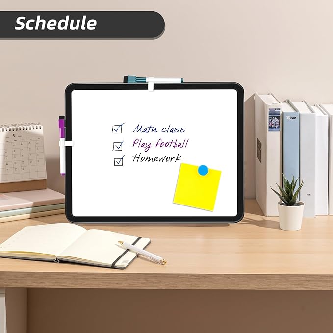 VUSIGN Small White Board Dry Erase, 11''x14'' Magnetic Dry Erase Board, Mini Whiteboard with Markers for Fridge, Wall, Locker, Black