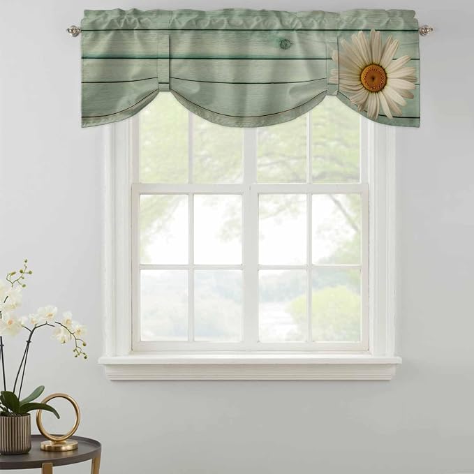 Daisy Flower Tie Up Valance Curtains
