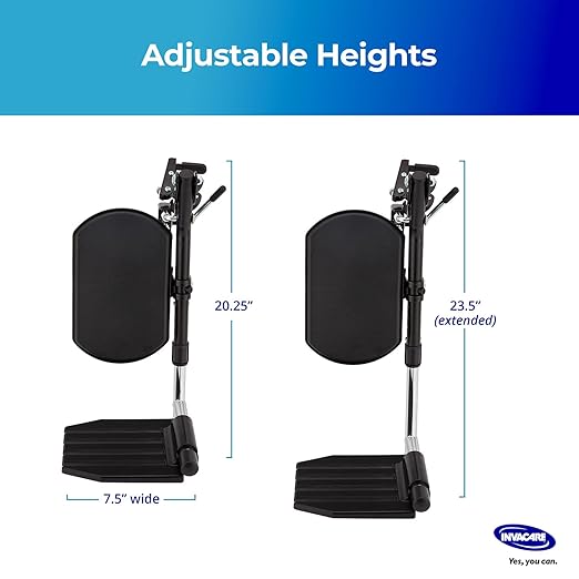 Invacare Wheelchair Elevating Legrest with Calf Support, Footrest with Swing Away Function, Adjustable Length, Tool-Free Installation, Compatible with Most US Wheelchairs