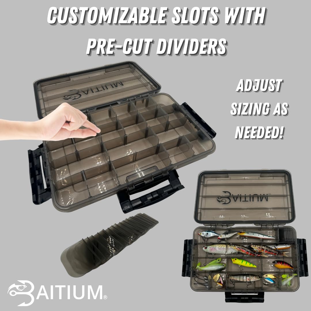 Baitium XTRAseal Waterproof Fishing Tackle Box Organizer, Tackle Boxes With Dividers, Tacklebox for Fishing, 3600 Tackle Trays, Fishing Gear (2 PACK 3600 (Tray Size : 10.6" x 6.7" x 2"))