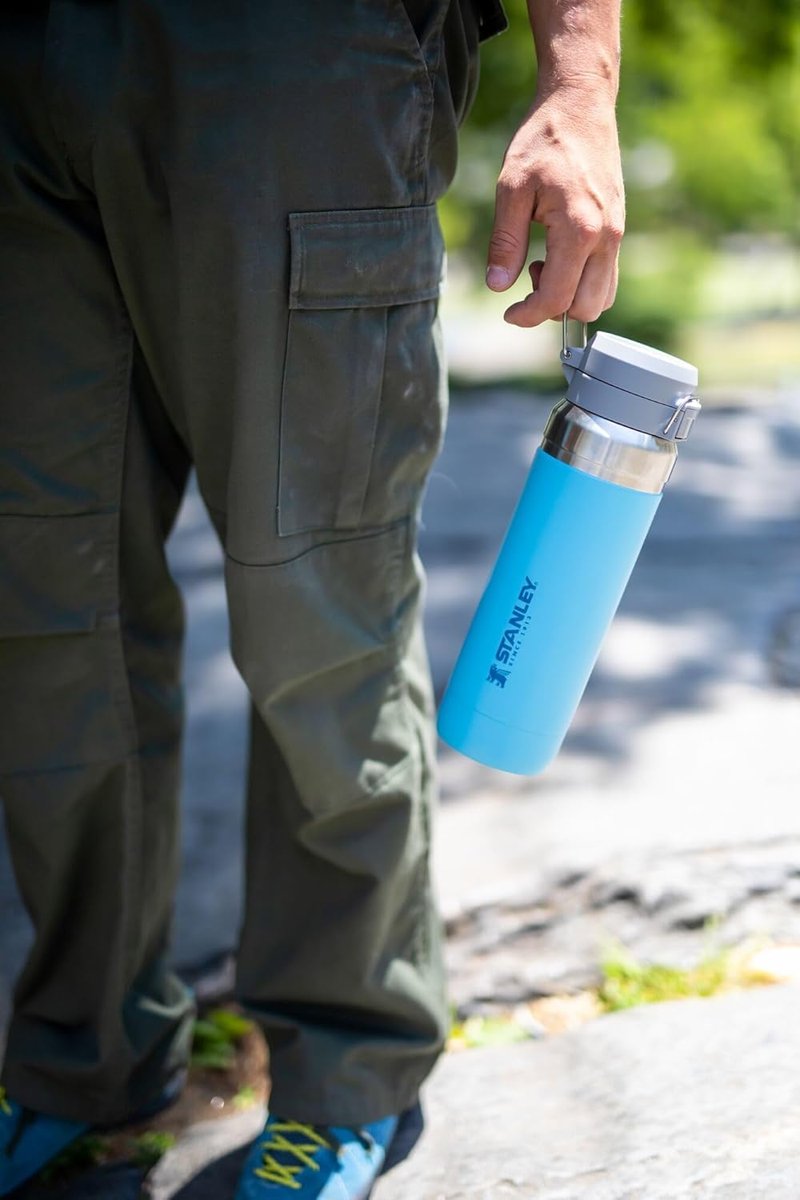 Stanley Quick Flip GO Water Bottle 24 oz | Push Button Lid | Leakproof and Packable for Travel and Sports | Insulated Stainless Steel | BPA-Free | Black 2.0