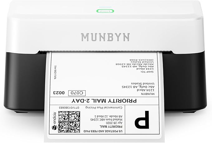 MUNBYN RW403B Bluetooth Thermal Label Printer+4"x6" Direct Thermal Shipping Labels+IPS03 440lb for Postal Scale