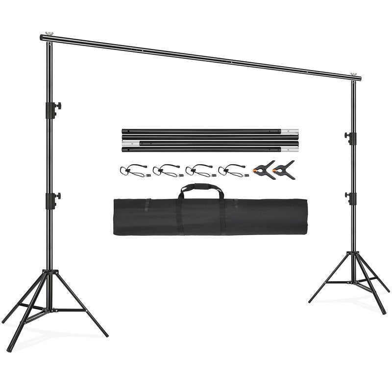 VEVOR 11.5 x 9.6 ft Heavy Duty Backdrop Stand, Height Adjustable Photography Backdrop Stand, Background Support System with 6 Clamps and A Carry Bag, for Party, Wedding, Display, Photo