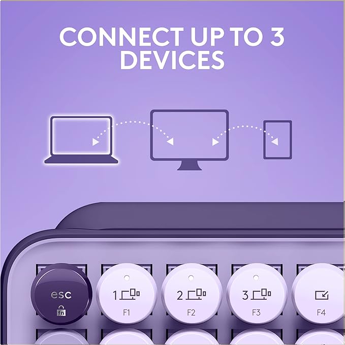 Logitech POP Keys Mechanical Wireless Keyboard with Customizable Emoji Keys, Durable Compact Design, Bluetooth or USB Connectivity, Multi-Device, OS Compatible - Cosmos