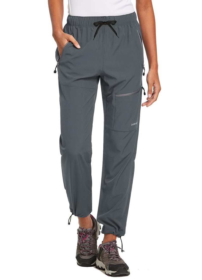 baleaf Women's Hiking Pants Quick Dry Lightweight Water Resistant Stretch Cargo Pants with Zipper Pockets Travel Camping 29''-deep Gray L