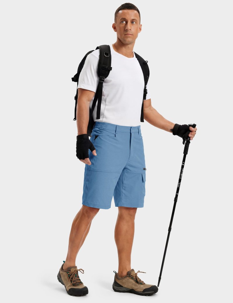 TACVASEN Men's Casual Shorts Lightweight Quick Dry Cargo Hiking Tactical Shorts Golf Dress Outdoor Summer with Pockets Light Blue 36