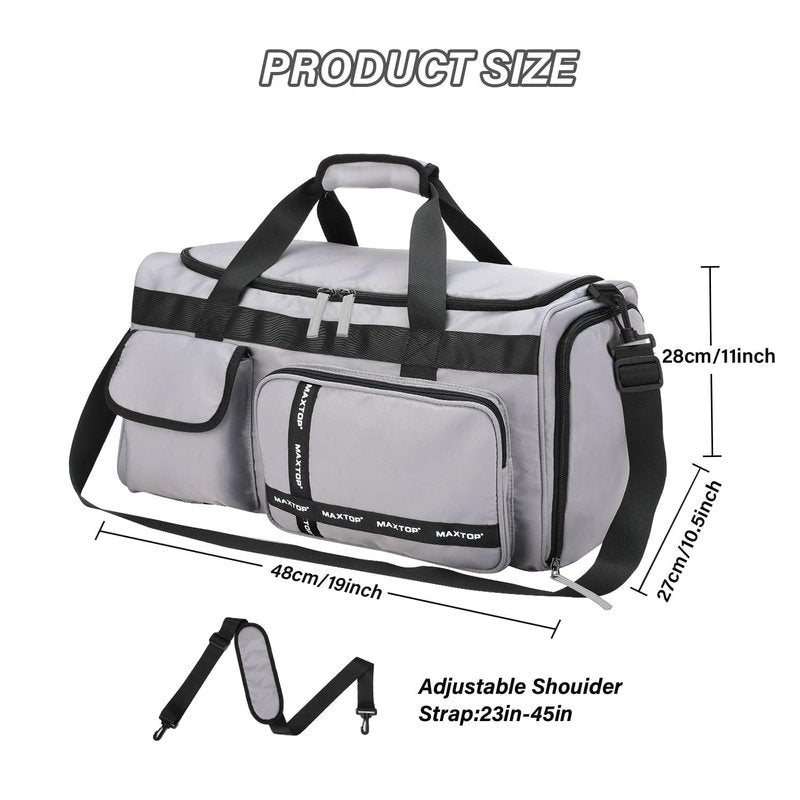 MAXTOP Travel Duffle Bag for Men Women Gym Bag with Shoes Compartment Waterproof Sports Weekend Overnight Travel Bag,Grey