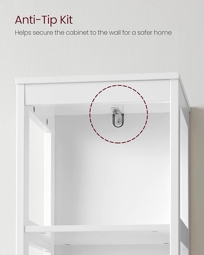 VASAGLE Storage Cabinet, Storage Organizer Rack Stand for Bathroom, Living Room, Bedroom, Multifunctional Corner Unit, 2 Drawers, 55.7 Inches in Height, White UBBC66WT