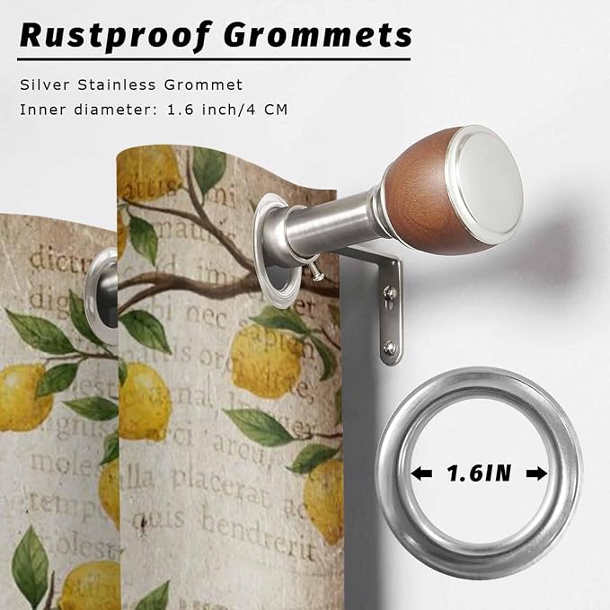 Summer Gnome Outdoor Curtains for Patio Gnome Lemon Leaf Vintage Waterproof