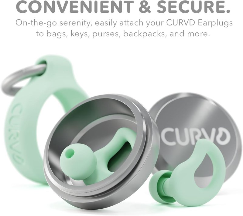 CURVD Everyday Earplugs + Case Clip Bundle, the Perfect earplug for Sleep, Travel, Noise Sensitivity/canceling + Case Clip Package Portable Waterproof Container & Silicone Sleeve for Ear Plugs(Mint)