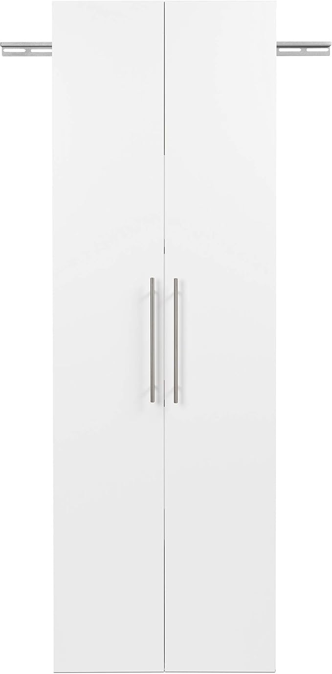 Prepac HangUps Shoe Storage Cabinet, 16" D x 30" W x 72" H, White & Large Storage Cabinet, 24", White